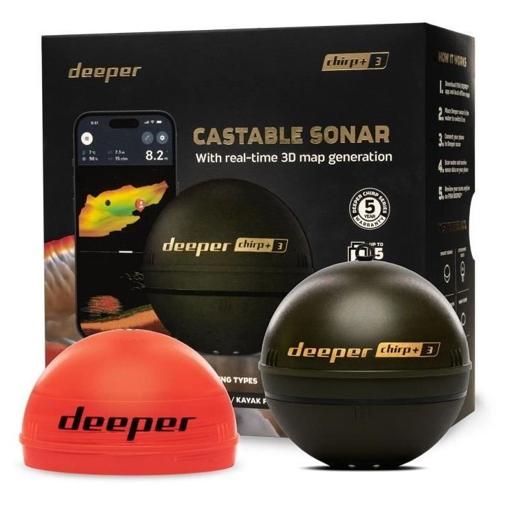 Sondeur de peche sans fil avec GPS et création carto 3D - DEEPER - CHIRP+3D - Noir Sondeur de peche sans fil avec GPS et création carto 3D - DEEPER - CHIRP+3D - Noir