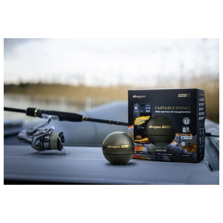 Sondeur de peche sans fil avec GPS et création carto 3D - DEEPER - CHIRP+3D - Noir Sondeur de peche sans fil avec GPS et création carto 3D - DEEPER - CHIRP+3D - Noir