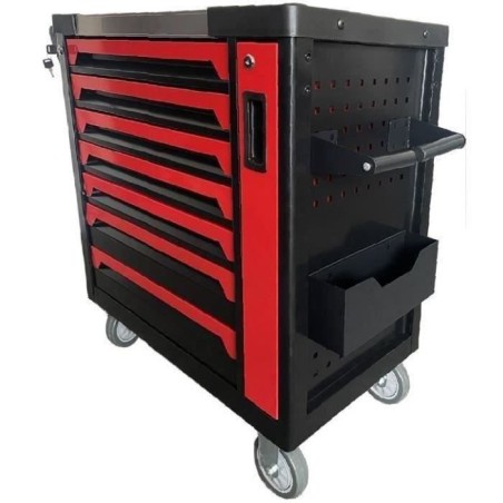 Servante d'atelier - Pleine (201 outils) - 7 tiroirs - DEFPRO - Acier - Rouge