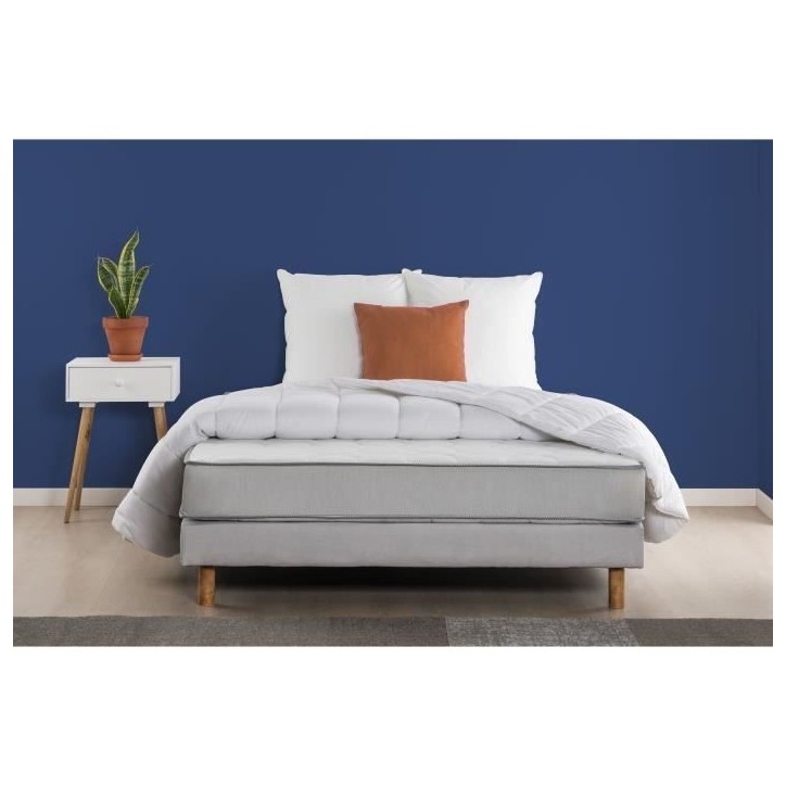 Pack pret a dormir - Matelas + sommier 160x200 + couette + 2 oreillers - Ressorts - 5 zones - 19 cm - Ferme DEKO DREAM Zen