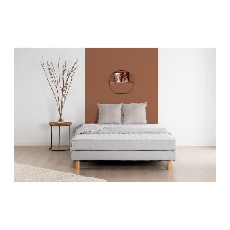 Ensemble Matelas 140x190 cm + Sommier - Mousse - 5 zones - 15 cm - Fer