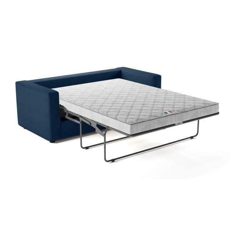 Canapé 3 places - Delta - Tissu Bleu - Convertible semi-express matel Canapé 3 places - Delta - Tissu Bleu - Convertible semi-express matel