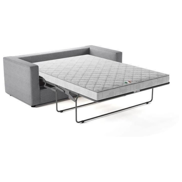 Canapé 3 places - Delta - Tissu Gris Clair - Convertible semi-express matelas 13cm - 190 x 92 x 90 cm