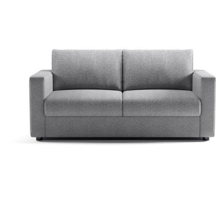 Canapé 3 places - Delta - Tissu Gris Clair - Convertible semi-express matelas 13cm - 190 x 92 x 90 cm