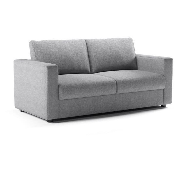 Canapé 3 places - Delta - Tissu Gris Clair - Convertible semi-express matelas 13cm - 190 x 92 x 90 cm