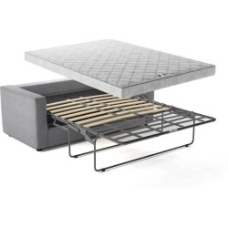 Canapé 3 places - Delta - Tissu Gris Clair - Convertible semi-express