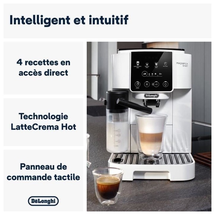 Machine expresso broyeur DELONGHI Magnifica Start ECAM220.61.W - Blanc inox - machine a café a grains Machine expresso broyeur DELONGHI Magnifica Start ECAM220.61.W - Blanc inox - machine a café a grains