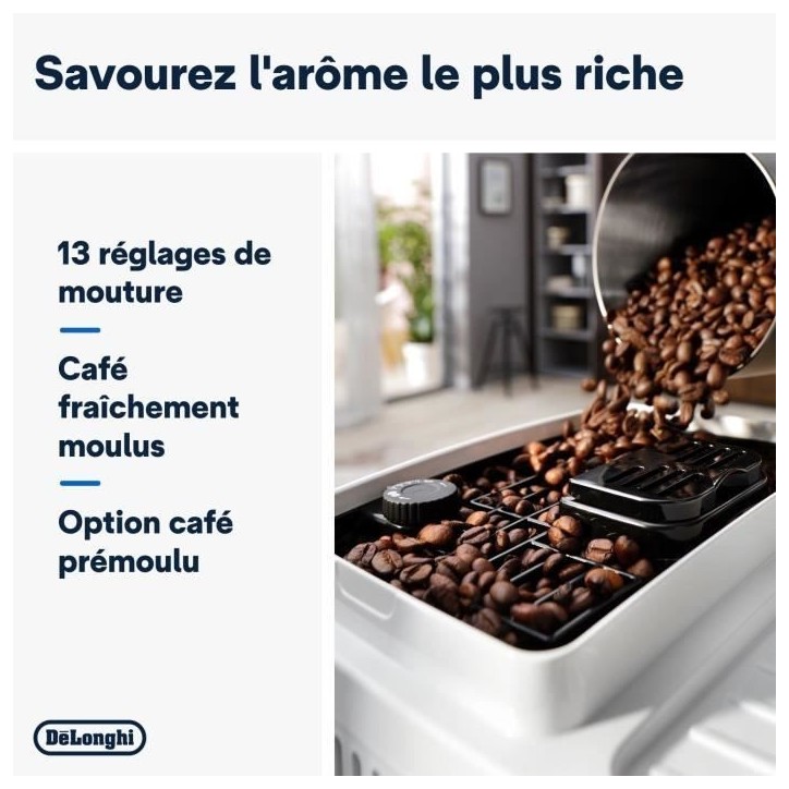 Machine expresso broyeur DELONGHI Magnifica Start ECAM220.61.W - Blanc inox - machine a café a grains Machine expresso broyeur DELONGHI Magnifica Start ECAM220.61.W - Blanc inox - machine a café a grains