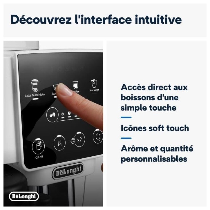 Machine expresso broyeur DELONGHI Magnifica Start ECAM220.61.W - Blanc inox - machine a café a grains Machine expresso broyeur DELONGHI Magnifica Start ECAM220.61.W - Blanc inox - machine a café a grains