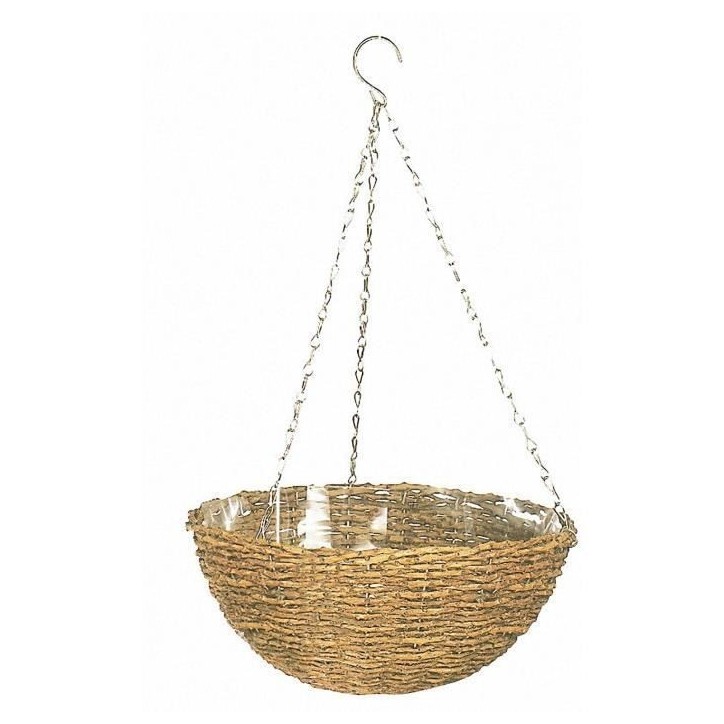 Panier suspendu - GARDEN ID Rustic - 35 cm - coque plastique (intérieur/extérieur) - Style rustique en osier - Suspension faci