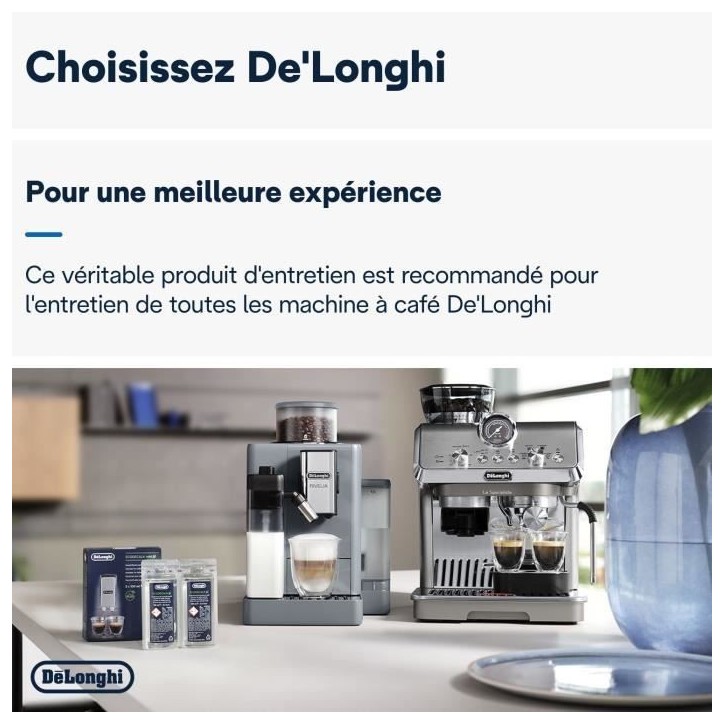 DELONGHI DLS C200 Détartrant EcoDecalk Mini 2x100ml pour toutes les machines a café Delonghi