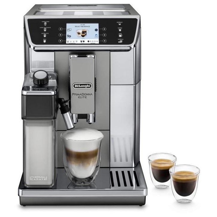 Machine a café expresso avec broyeur - DELONGHI - ECAM650.55.MS - Connecté - PrimaDonna Elite - Gris Machine a café expresso avec broyeur - DELONGHI - ECAM650.55.MS - Connecté - PrimaDonna Elite - Gris