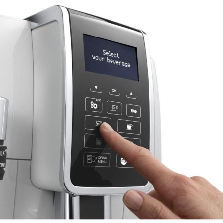 Machine expresso automatique avec broyeur - DELONGHI Dinamica ECAM350.35.W - Buse vapeur - 15 bar - Machine a café grains - Bla