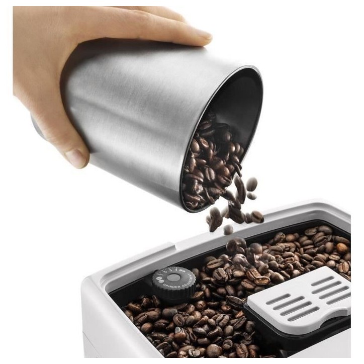 Machine expresso automatique avec broyeur - DELONGHI Dinamica ECAM350.35.W - Buse vapeur - 15 bar - Machine a café grains - Bla Machine expresso automatique avec broyeur - DELONGHI Dinamica ECAM350.35.W - Buse vapeur - 15 bar - Machine a café grains - Bla