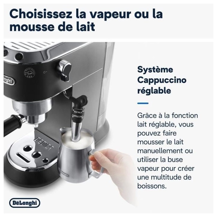 Machine expresso classique - DELONGHI - EC685.BK Dedica Style - Café moulu et dosettes ESE - 15 bars - 1L - Noir Machine expresso classique - DELONGHI - EC685.BK Dedica Style - Café moulu et dosettes ESE - 15 bars - 1L - Noir