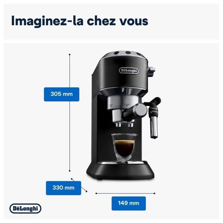 Machine expresso classique - DELONGHI - EC685.BK Dedica Style - Café moulu et dosettes ESE - 15 bars - 1L - Noir Machine expresso classique - DELONGHI - EC685.BK Dedica Style - Café moulu et dosettes ESE - 15 bars - 1L - Noir