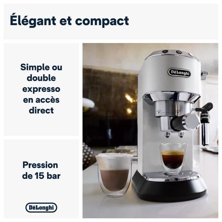 Machine expresso classique - DELONGHI EC 685.W Dedica Style - Blanc Machine expresso classique - DELONGHI EC 685.W Dedica Style - Blanc