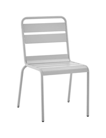 Lot de 4 chaises de jardin en acier gris - IRONCH4GR - 43 x 43 x 86 cm