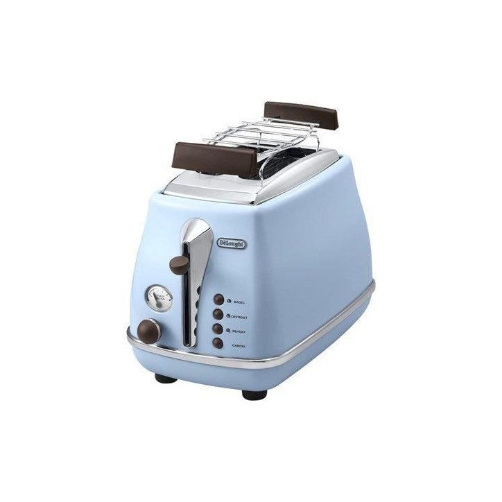 Grille Pain Icona Vintage - DELONGHI CTOV 2103.AZ - 2 fentes - 6 positions - Bleu et Marron