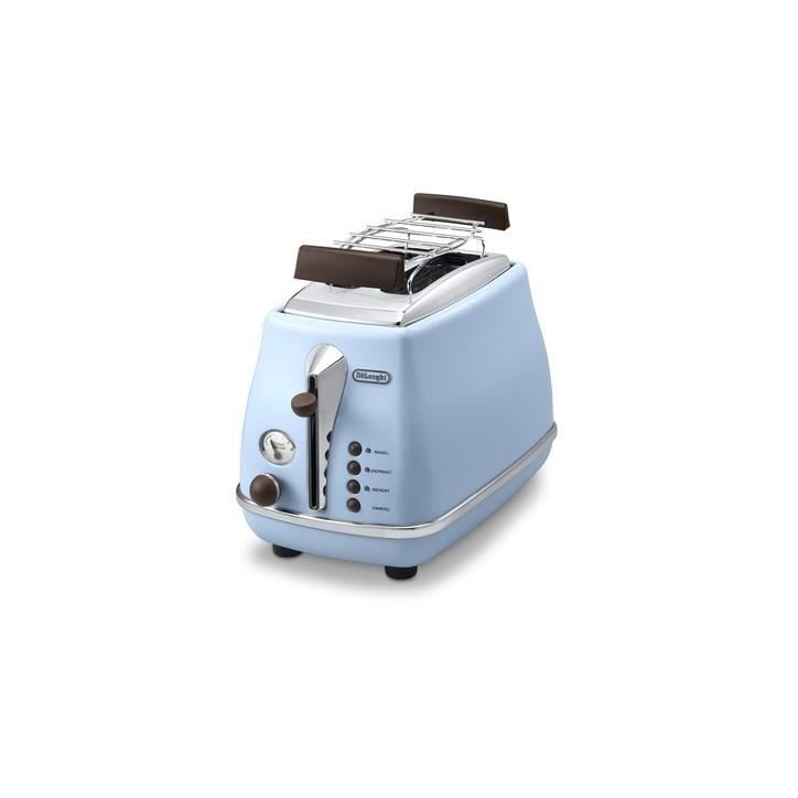 Grille Pain Icona Vintage - DELONGHI CTOV 2103.AZ - 2 fentes - 6 positions - Bleu et Marron