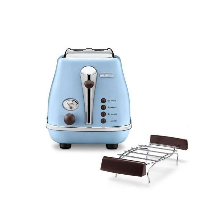 Grille Pain Icona Vintage - DELONGHI CTOV 2103.AZ - 2 fentes - 6 positions - Bleu et Marron