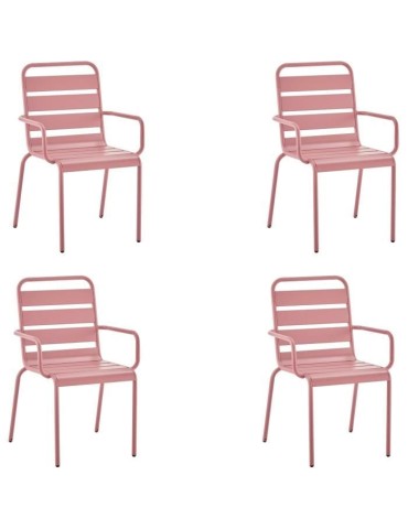Lot de 4 fauteuils de jardin - Acier - Rose - IRONFT4RZ - 43 x 58 x 86 cm