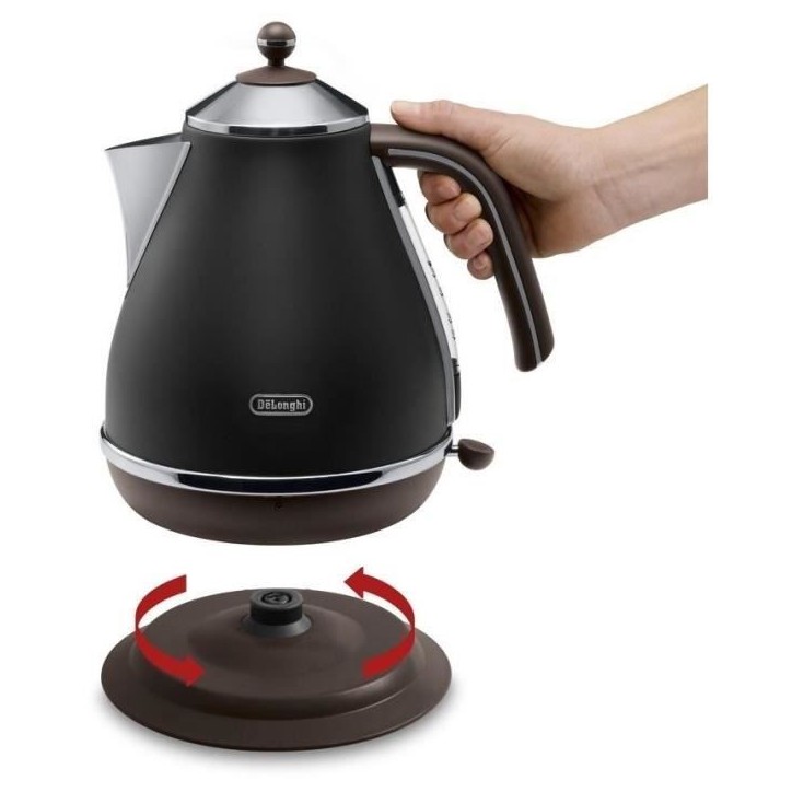 Bouilloire - DELONGHI - KBOV2001.BK - 2000 W - 1,7 L - Noir mat / Chocolat Bouilloire - DELONGHI - KBOV2001.BK - 2000 W - 1,7 L - Noir mat / Chocolat