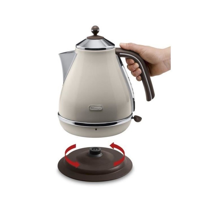 Bouilloire électrique Icona Vintage - DELONGHI - KBOV 2001.BG - 1.7 L - Résistance cachée en inox Bouilloire électrique Icona Vintage - DELONGHI - KBOV 2001.BG - 1.7 L - Résistance cachée en inox