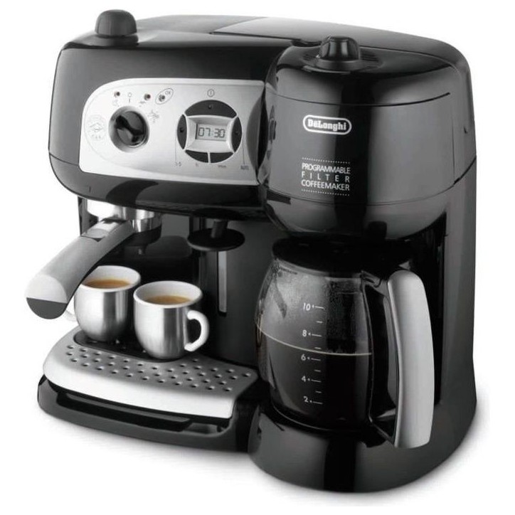 DELONGHI BCO 264.1 - Combiné expresso cafetiere - Noir - Café moulu ou dosettes ESE - Pompe 15 bars - 1750W DELONGHI BCO 264.1 - Combiné expresso cafetiere - Noir - Café moulu ou dosettes ESE - Pompe 15 bars - 1750W