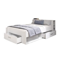DEMEYERE Lit adulte contemporain blanc perle + tete de lit - l 160 x L