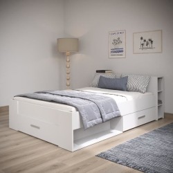 DEMEYERE Lit adulte contemporain blanc perle + tete de lit - l 160 x L