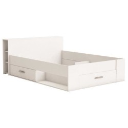 DEMEYERE Lit adulte contemporain blanc perle + tete de lit - l 160 x L