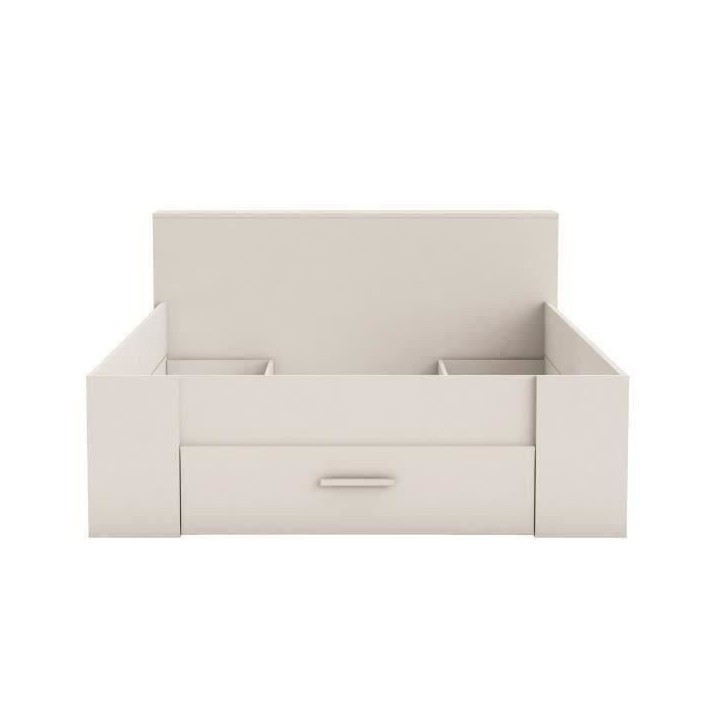 DEMEYERE Lit adulte contemporain blanc perle + tete de lit - l 160 x L 200 cm - OXYGENE DEMEYERE Lit adulte contemporain blanc perle + tete de lit - l 160 x L 200 cm - OXYGENE