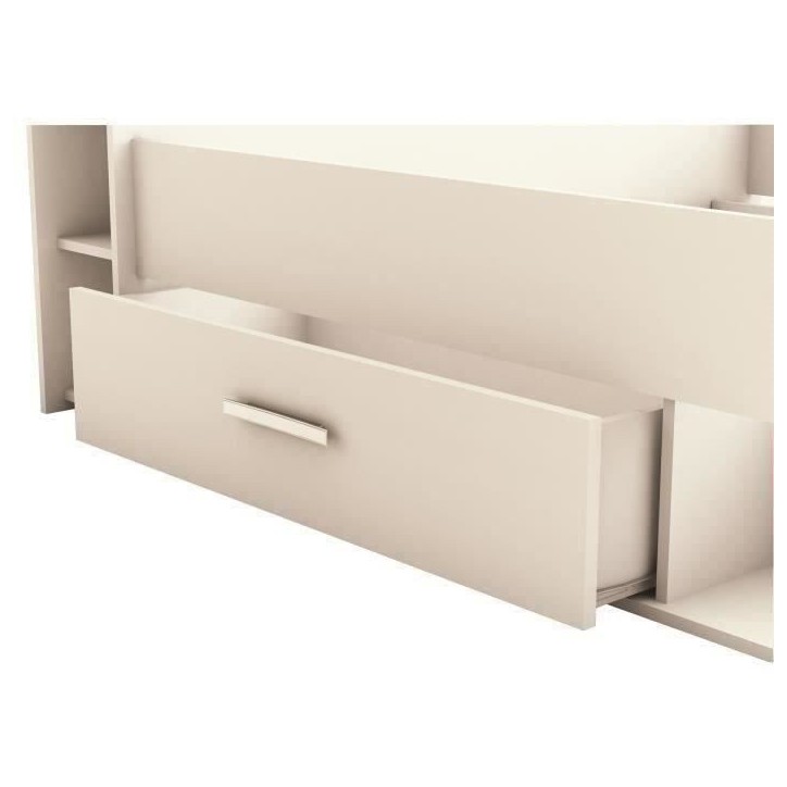 DEMEYERE Lit adulte contemporain blanc perle + tete de lit - l 160 x L 200 cm - OXYGENE DEMEYERE Lit adulte contemporain blanc perle + tete de lit - l 160 x L 200 cm - OXYGENE