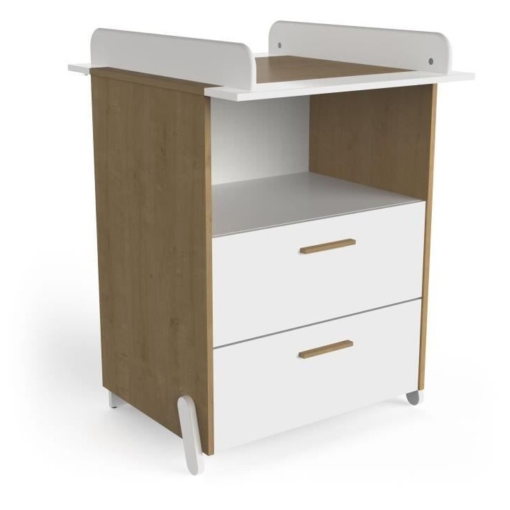 Ensemble duo 60 comprenant 1 lit a barreaux 60 x 120 cm & 1 commode a langer 2 tiroirs - NAILI - Hamilton / Blanc mat - DEMEYERE Ensemble duo 60 comprenant 1 lit a barreaux 60 x 120 cm & 1 commode a langer 2 tiroirs - NAILI - Hamilton / Blanc mat - DEMEYERE