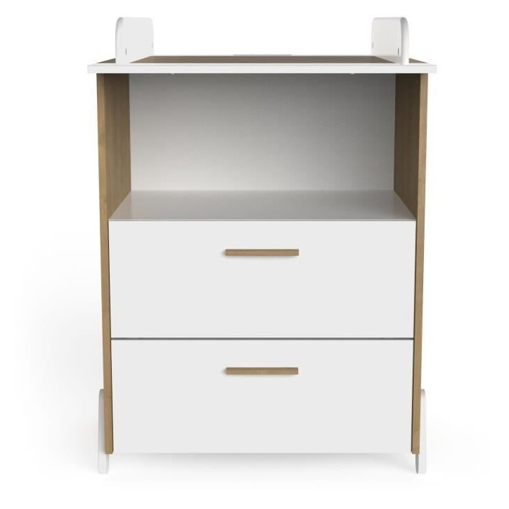 Ensemble duo 60 comprenant 1 lit a barreaux 60 x 120 cm & 1 commode a langer 2 tiroirs - NAILI - Hamilton / Blanc mat - DEMEYERE Ensemble duo 60 comprenant 1 lit a barreaux 60 x 120 cm & 1 commode a langer 2 tiroirs - NAILI - Hamilton / Blanc mat - DEMEYERE