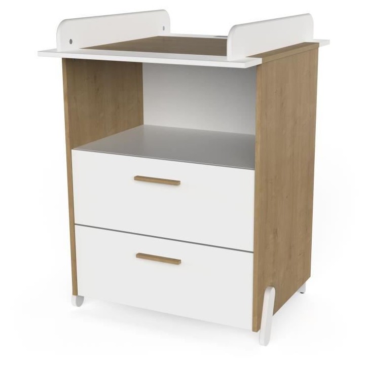 Ensemble duo 60 comprenant 1 lit a barreaux 60 x 120 cm & 1 commode a langer 2 tiroirs - NAILI - Hamilton / Blanc mat - DEMEYERE Ensemble duo 60 comprenant 1 lit a barreaux 60 x 120 cm & 1 commode a langer 2 tiroirs - NAILI - Hamilton / Blanc mat - DEMEYERE