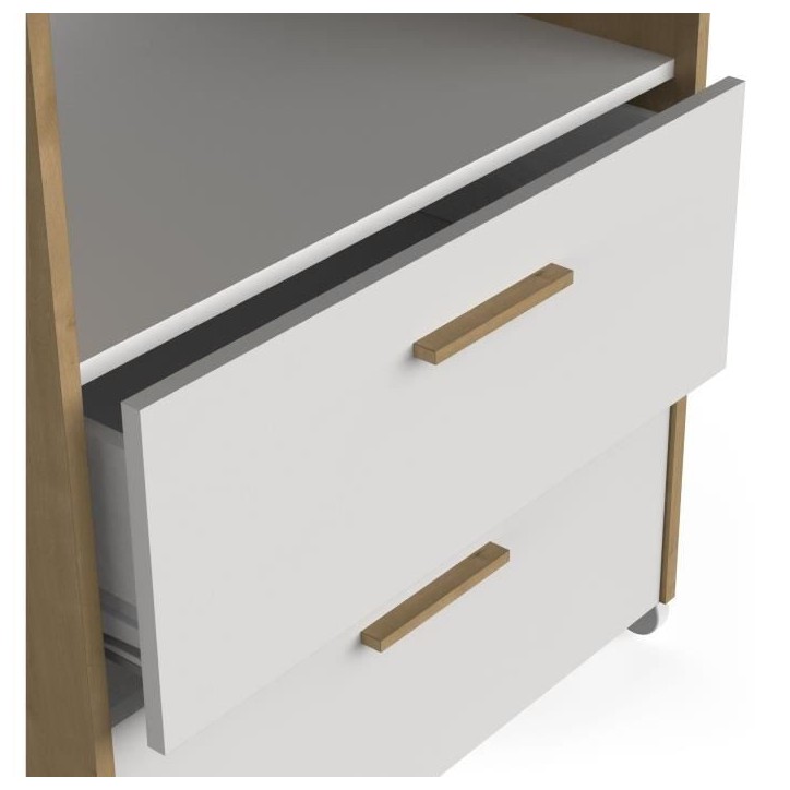 Ensemble duo 60 comprenant 1 lit a barreaux 60 x 120 cm & 1 commode a langer 2 tiroirs - NAILI - Hamilton / Blanc mat - DEMEYERE Ensemble duo 60 comprenant 1 lit a barreaux 60 x 120 cm & 1 commode a langer 2 tiroirs - NAILI - Hamilton / Blanc mat - DEMEYERE