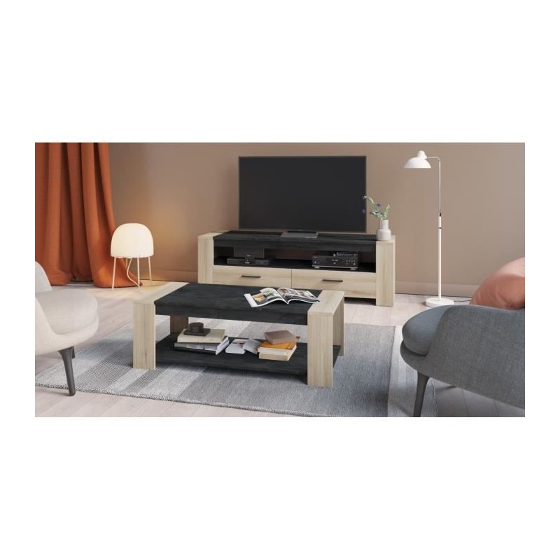 Ensemble salon SHEFFIELD composé de : Table basse double plateau sup Ensemble salon SHEFFIELD composé de : Table basse double plateau sup