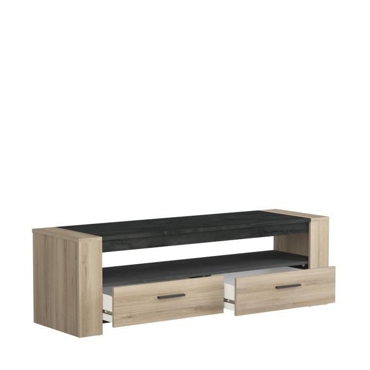 Ensemble salon SHEFFIELD composé de : Table basse double plateau supérieur et inférieur + Meuble TV 2 tiroirs - DEMEYERE Ensemble salon SHEFFIELD composé de : Table basse double plateau supérieur et inférieur + Meuble TV 2 tiroirs - DEMEYERE