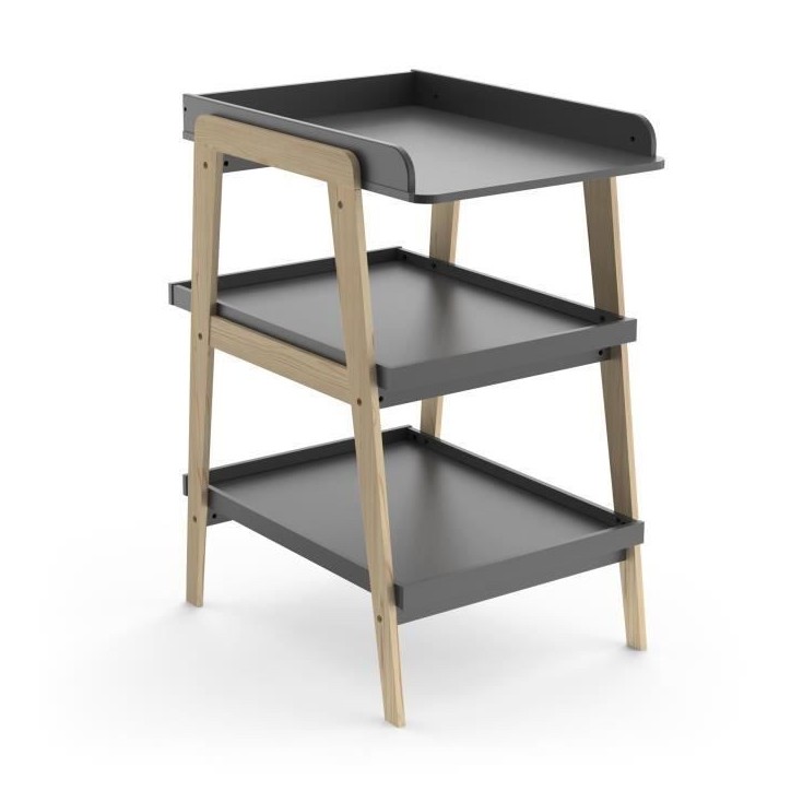 Table a langer TSUGA - Bois massif et MDF - L.58 x P.71,1 x H.101,2 cm - Pour matelas 50x70 cm - Gris graphite Table a langer TSUGA - Bois massif et MDF - L.58 x P.71,1 x H.101,2 cm - Pour matelas 50x70 cm - Gris graphite