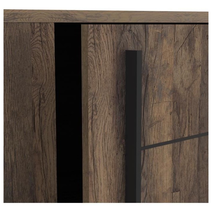 Enfilade MONACO - Décor chene et noir - 2 Portes + 3 Tiroirs - L206 x P44,9 x H94 cm - CBA MEUBLES Enfilade MONACO - Décor chene et noir - 2 Portes + 3 Tiroirs - L206 x P44,9 x H94 cm - CBA MEUBLES