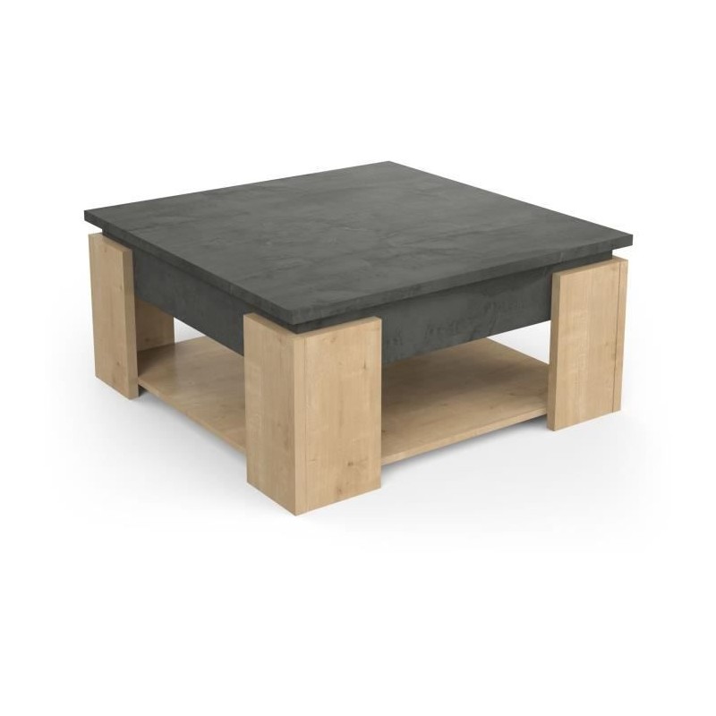 Table basse carrée AUSTIN - Décor chene Hamilton et Sidewalk - L 80 Table basse carrée AUSTIN - Décor chene Hamilton et Sidewalk - L 80