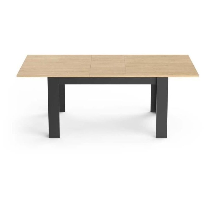 Table extensible - CRAFT - Rectangulaire - Décor mélamine chene hamilton et noir mat - 6 places - 160 / 200 x 90 cm - DEMEYERE Table extensible - CRAFT - Rectangulaire - Décor mélamine chene hamilton et noir mat - 6 places - 160 / 200 x 90 cm - DEMEYERE