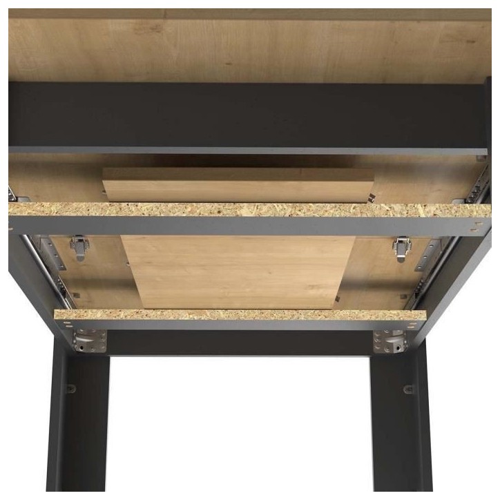 Table extensible - CRAFT - Rectangulaire - Décor mélamine chene hamilton et noir mat - 6 places - 160 / 200 x 90 cm - DEMEYERE Table extensible - CRAFT - Rectangulaire - Décor mélamine chene hamilton et noir mat - 6 places - 160 / 200 x 90 cm - DEMEYERE
