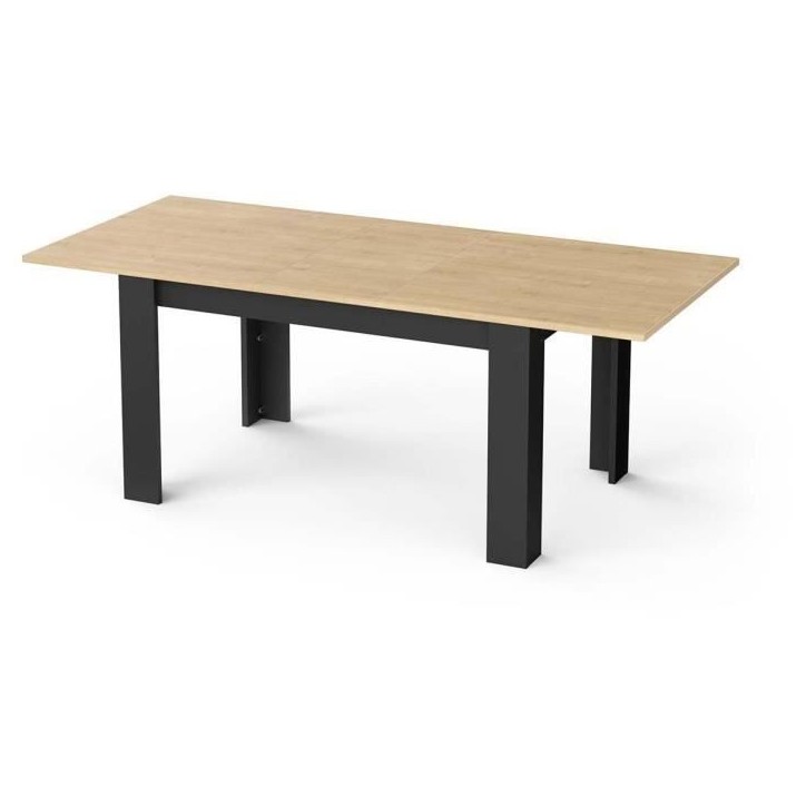 Table extensible - CRAFT - Rectangulaire - Décor mélamine chene hamilton et noir mat - 6 places - 160 / 200 x 90 cm - DEMEYERE Table extensible - CRAFT - Rectangulaire - Décor mélamine chene hamilton et noir mat - 6 places - 160 / 200 x 90 cm - DEMEYERE