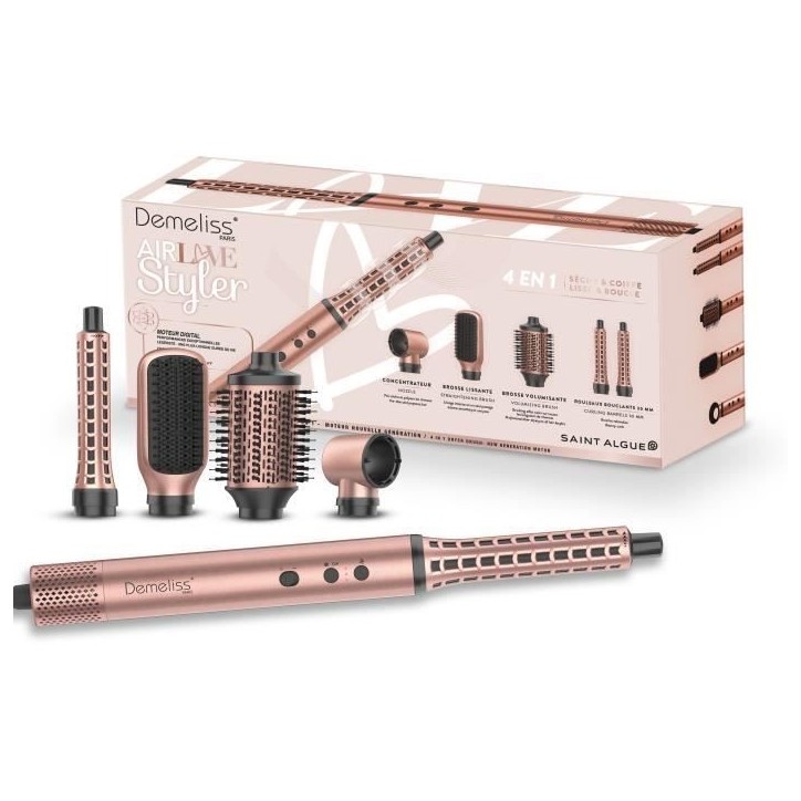 Brosse Soufflante Multistyler -SAINT ALGUE - Demeliss AIRFLOW STYLER - Seche & Coiffe, Lisse & Boucle - Coloris Exclusif