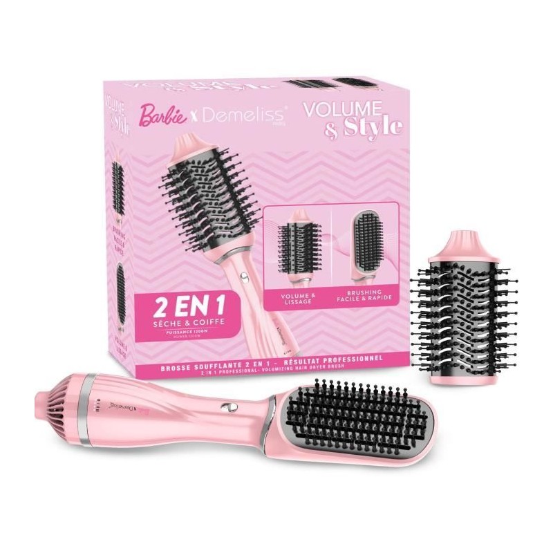 Brosse soufflante - DEMELISS - Volume & Style - Barbie Edition - 1200 Brosse soufflante - DEMELISS - Volume & Style - Barbie Edition - 1200