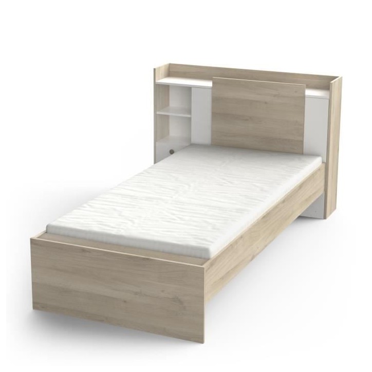 Lit enfant LIFE - 90x190/200 - Rangements - Décor Chene et blanc - DEMEYERE - Fabriqué en France Lit enfant LIFE - 90x190/200 - Rangements - Décor Chene et blanc - DEMEYERE - Fabriqué en France