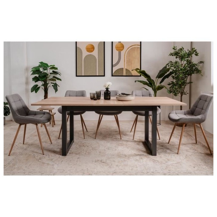 Table a manger extensible - Décor chene sonoma et anthracite - 160-200 cm - DENVER Table a manger extensible - Décor chene sonoma et anthracite - 160-200 cm - DENVER